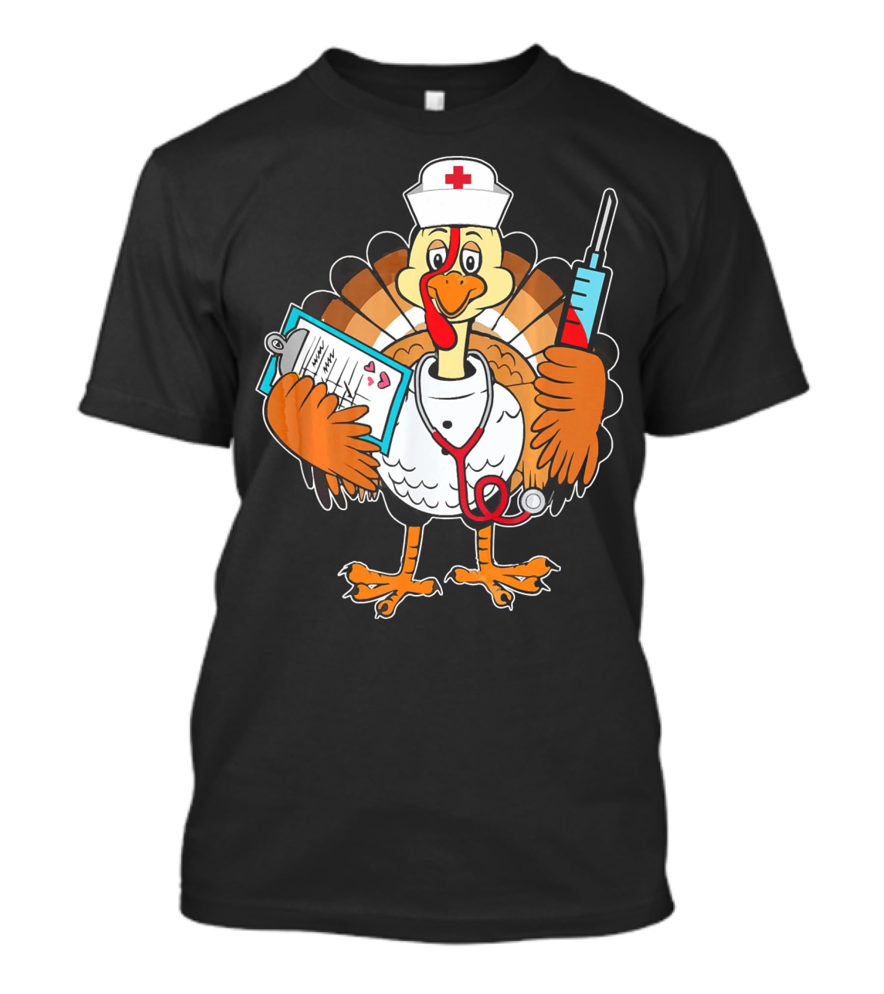 Thanksgiving Turkey Nurse Doctor With Syringe And Clipboard T-Shirt