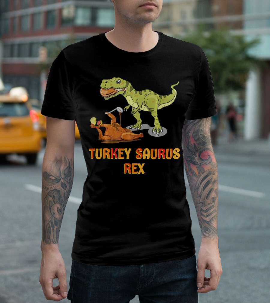 Thanksgiving Turkey Saurus Rex Dinosaur Humor T-Shirt