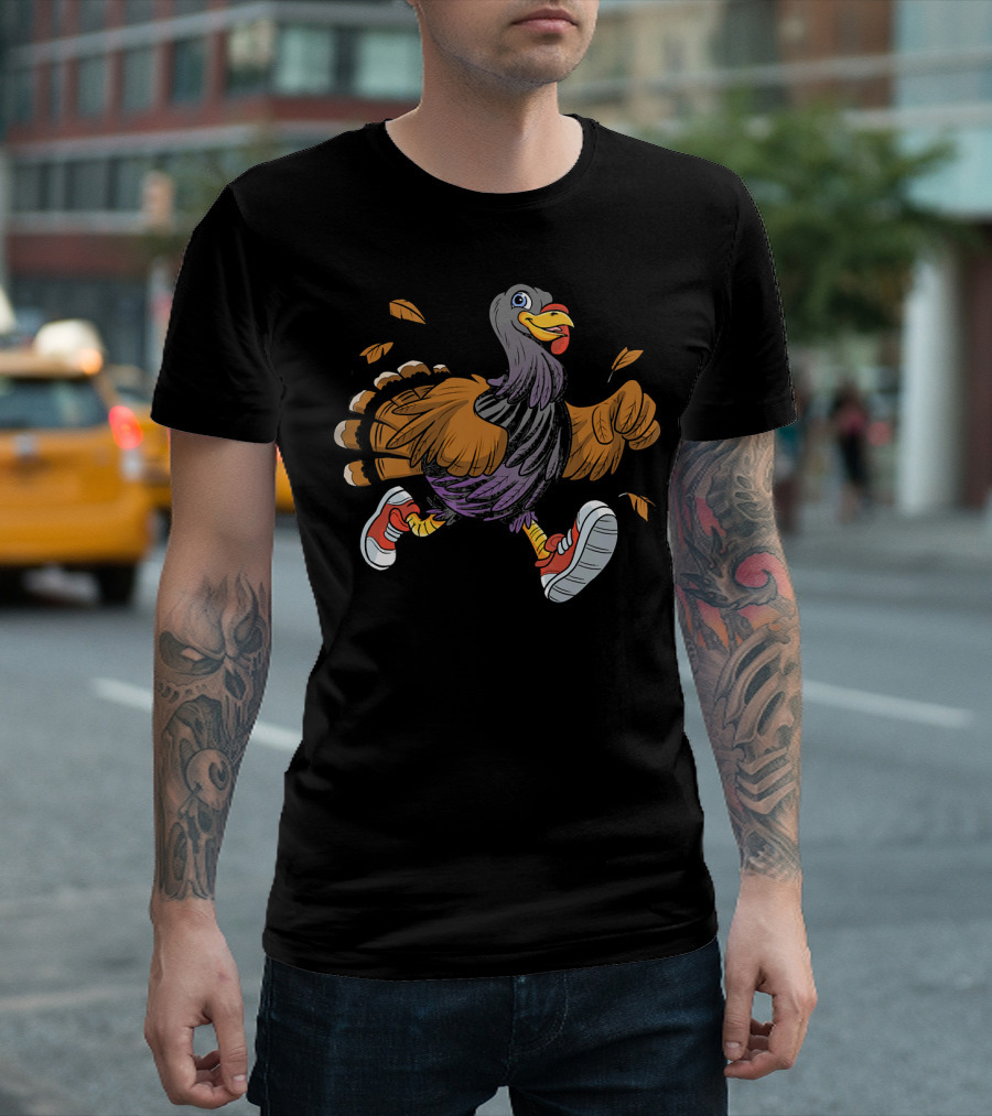 Thanksgiving Fun Running Turkey in Sneakers T-Shirt