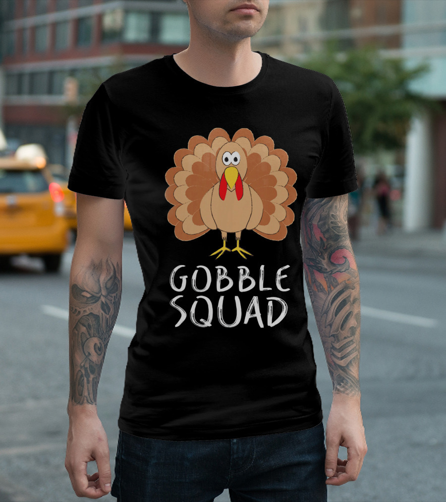 Gobble Squad Cute Turkey Trot Thankful Turkey T-Shirt