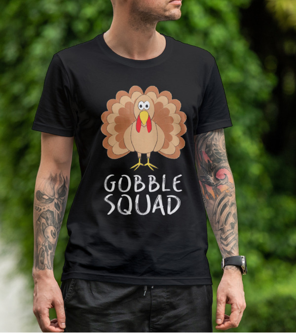 Gobble Squad Cute Turkey Trot Thankful Turkey T-Shirt