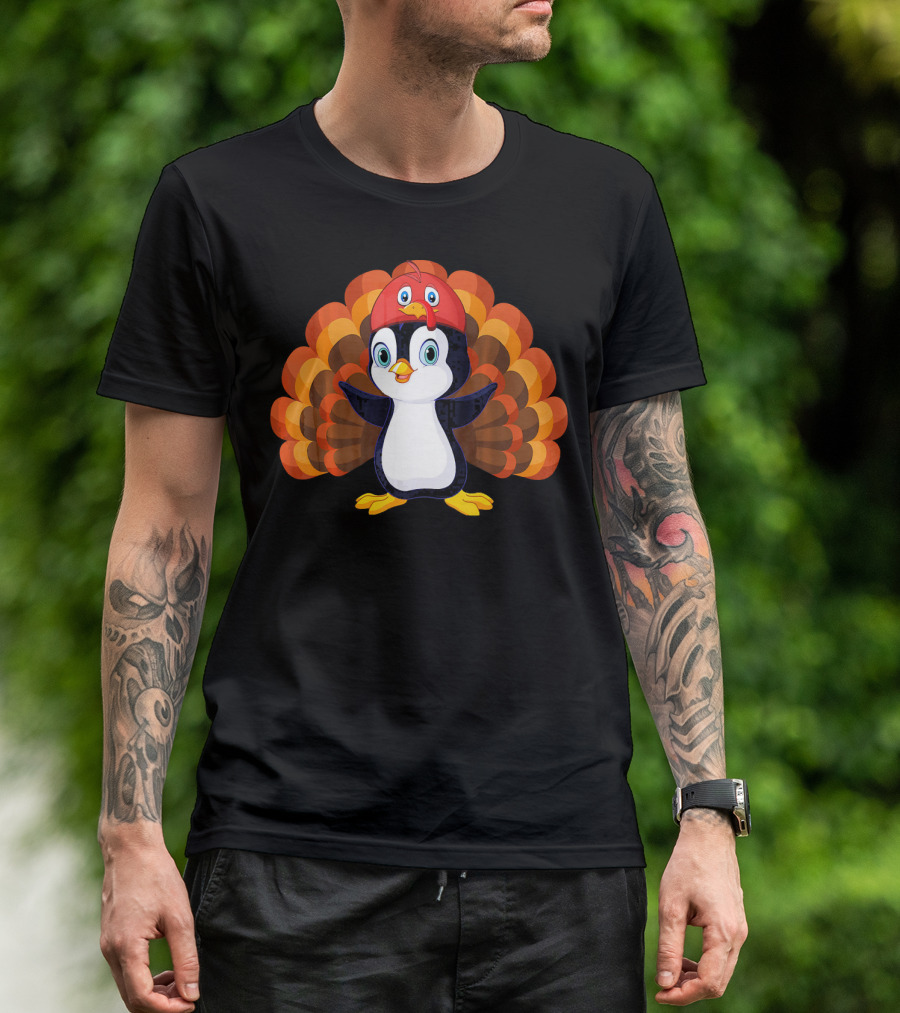 Turkey Penguin Thanksgiving Hybrid Character T-Shirt