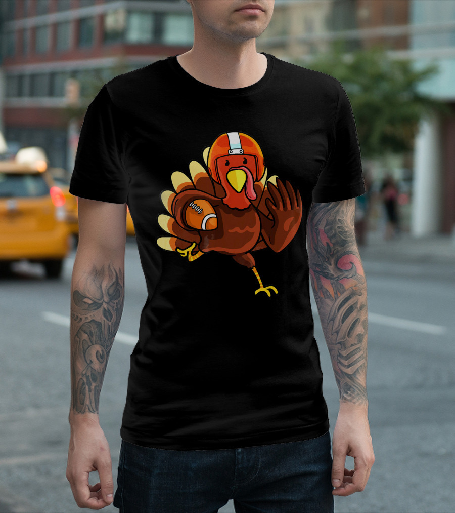 Thanksgiving Turkey in Football Gear Cute Football T-Shirt