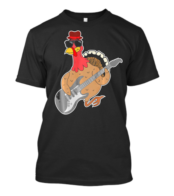 RockStar Turkey With Guitar Funny Thanksgiving T-Shirt