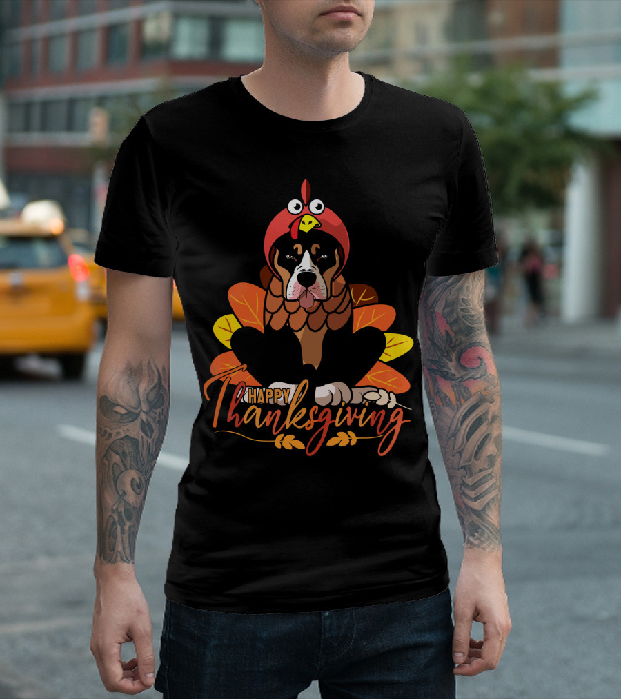Happy Thanksgiving Funny Pitbull Dog Mom Turkey T-Shirt