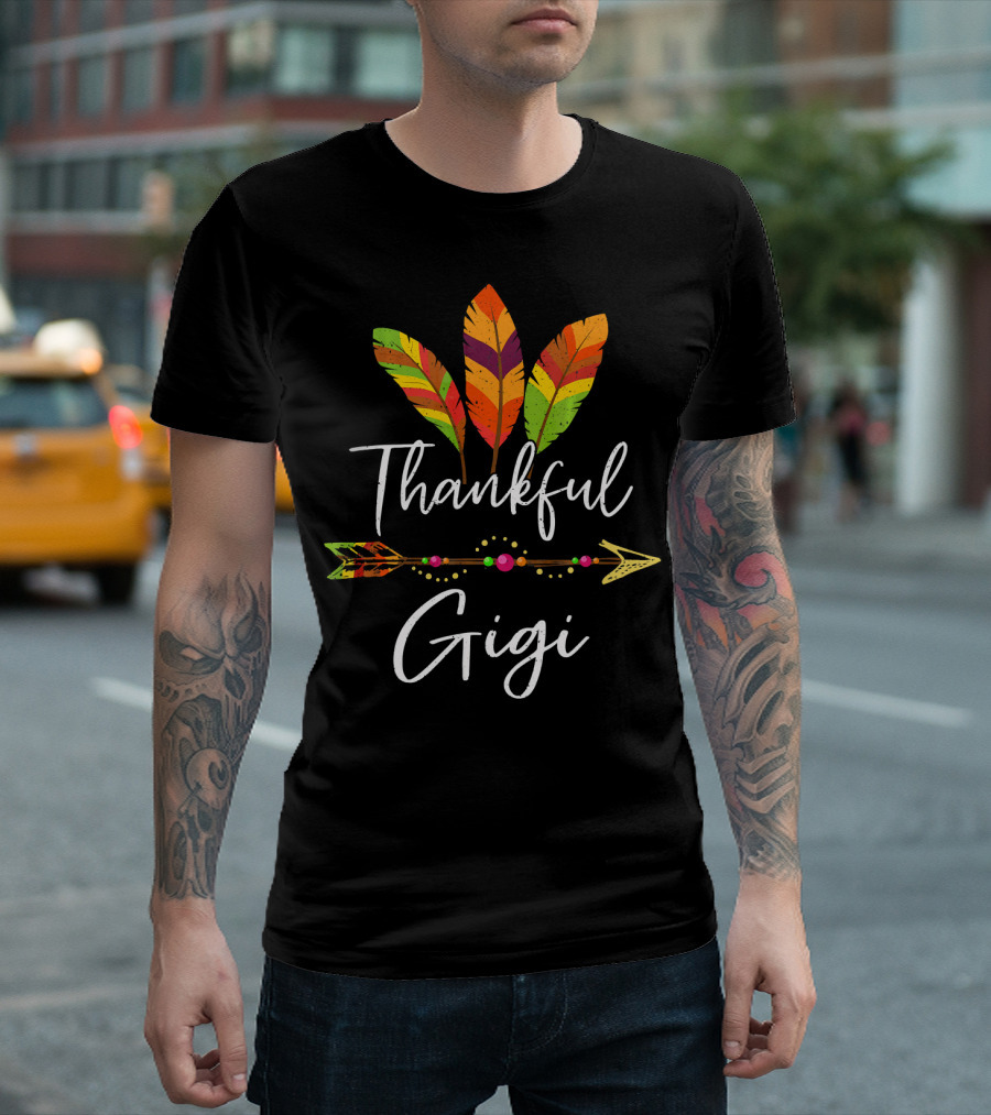 Thankful Gigi Colorful Feather And Arrow T-Shirt