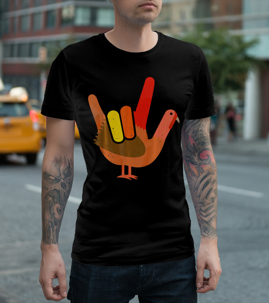 Thanksgiving Turkey American Sign Language Humor T-Shirt