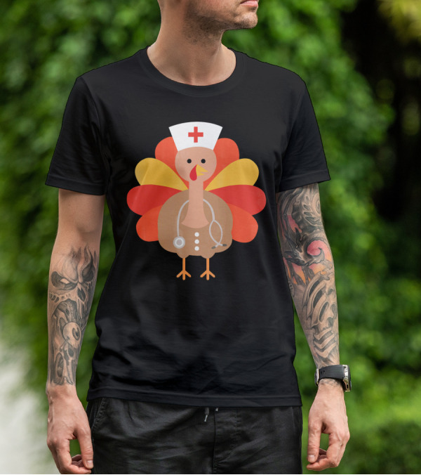Thanksgiving Nurse Turkey With Stethoscope Cool T-Shirt