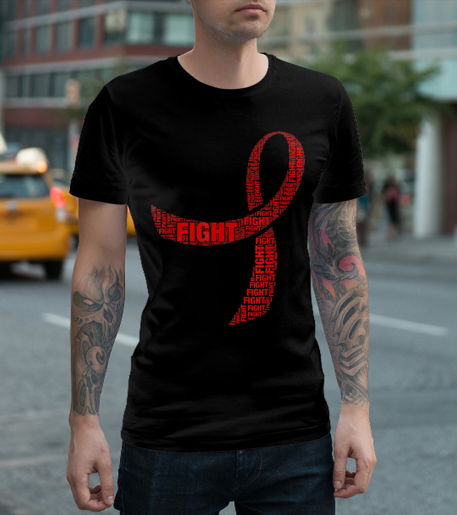 FIGHT Red Ribbon HIV AIDS Awareness T-Shirt