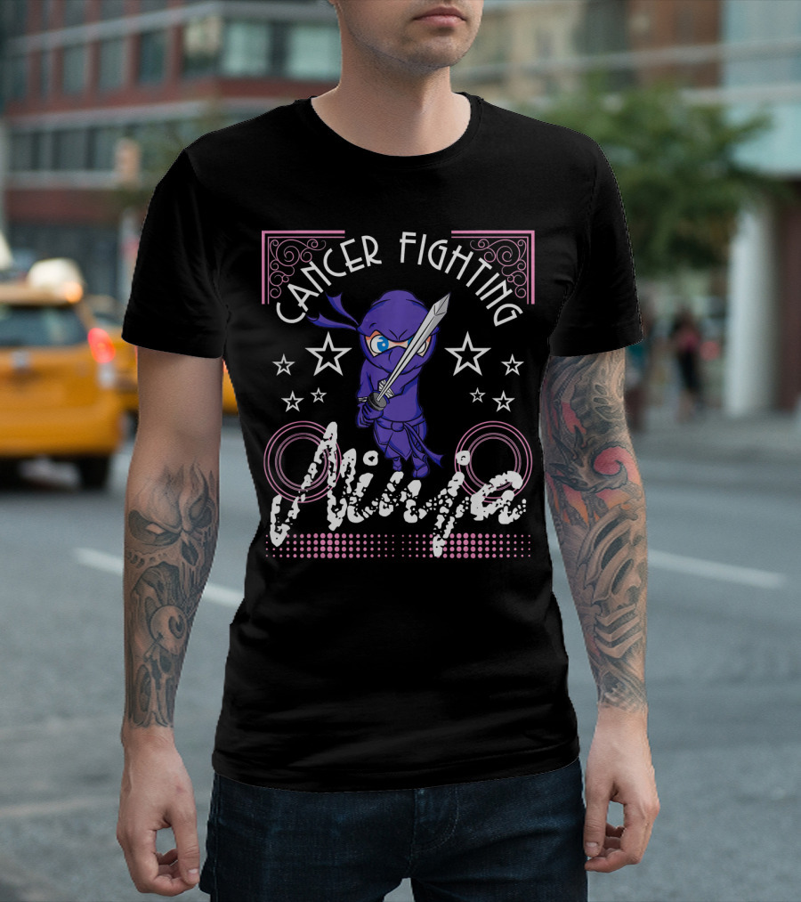 Cancer Fighting Ninja Stars Purple Warrior T-Shirt
