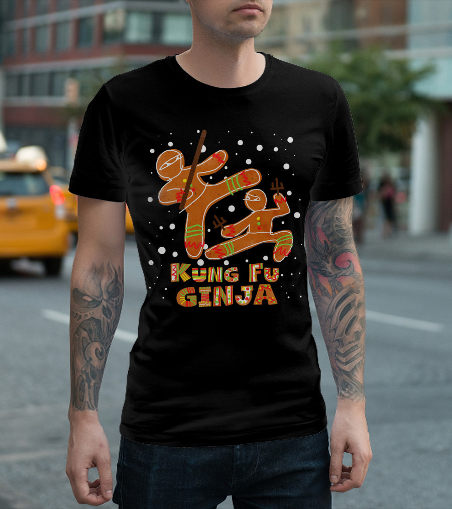 Kung Fu Ginja Gingerbread Ninja Holiday Fight T-Shirt