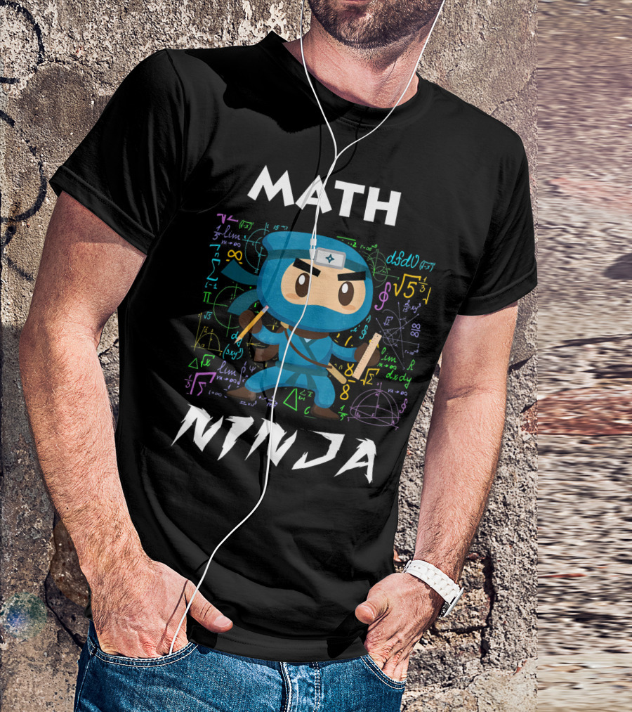 Math Ninja Dark With Equations And Symbols T-Shirt
