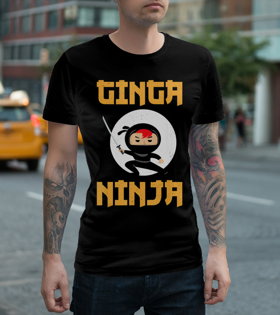 Ginger Pride Ginga Ninja Funny Redhead with Sword Character T-Shirt