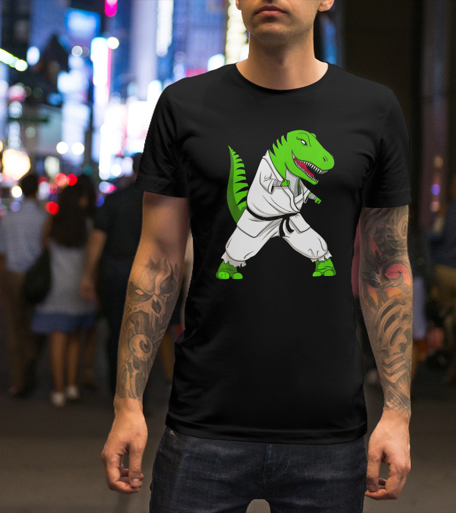T Rex Dinosaur Karate Ninja Martial Arts Gi T-Shirt