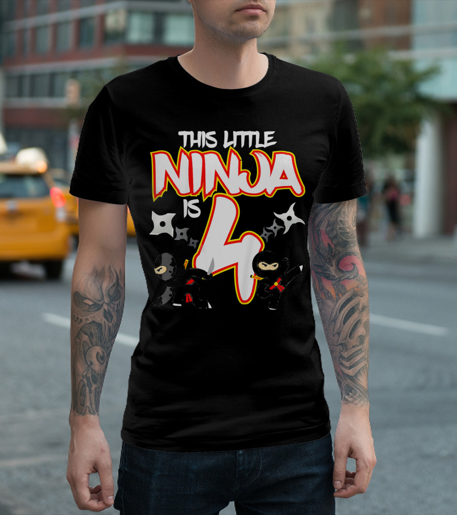 This Little Ninja Is 4 Year Old Birthday Party T-Shirt