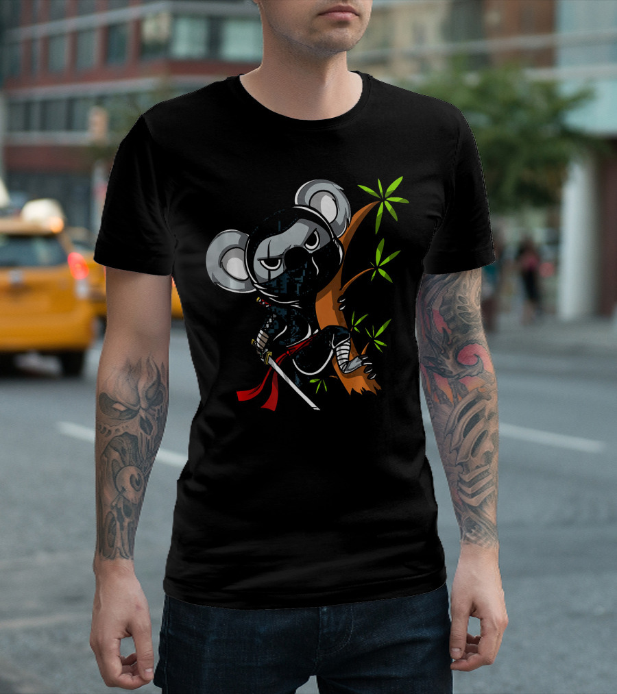 Koala Bear Ninja Samurai with Sword in Tree T-Shirt
