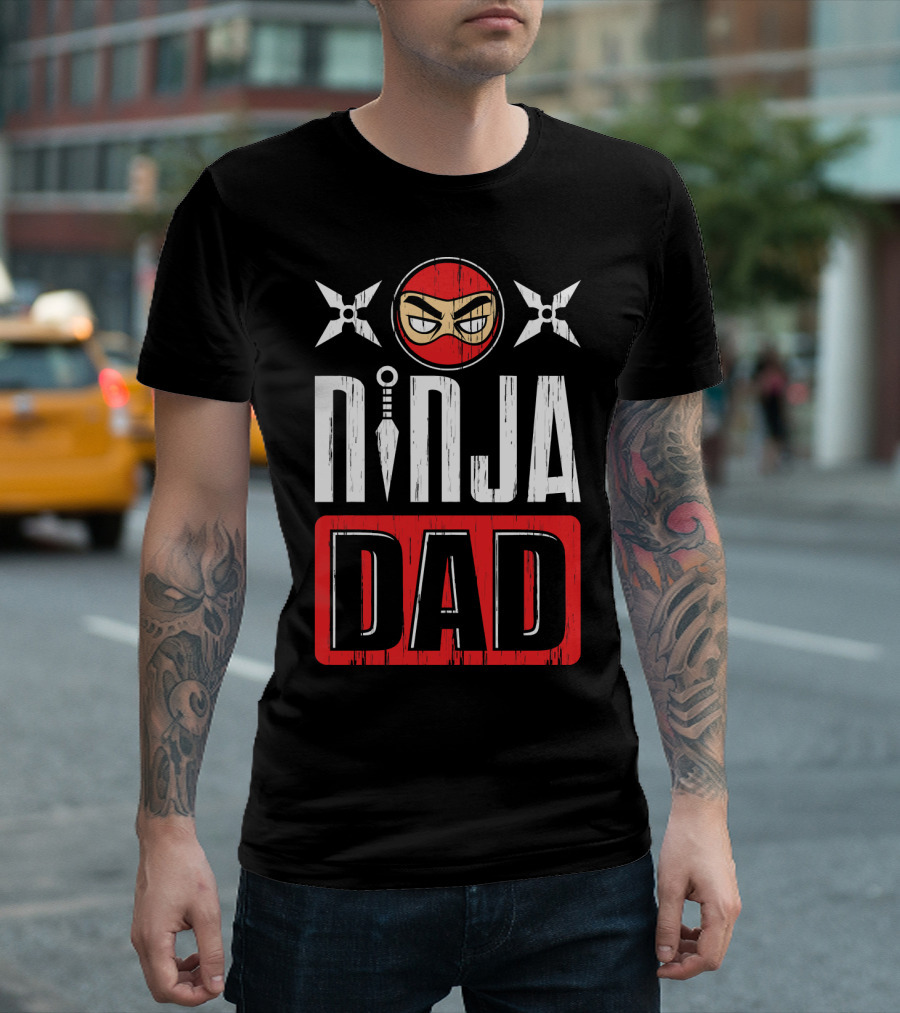 Ninja Dad Daddy Ninjas Stealthy Warrior Father Shuriken Mask T-Shirt