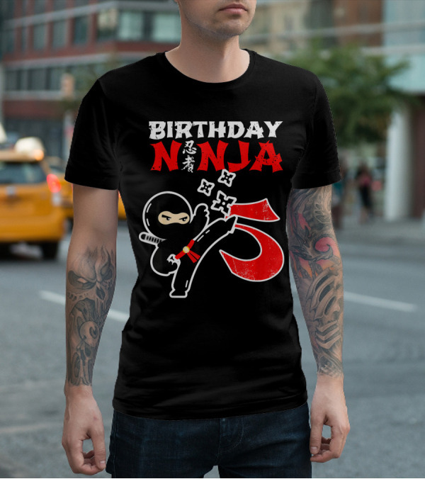 Birthday Ninja Kicking 5th T-Shirt