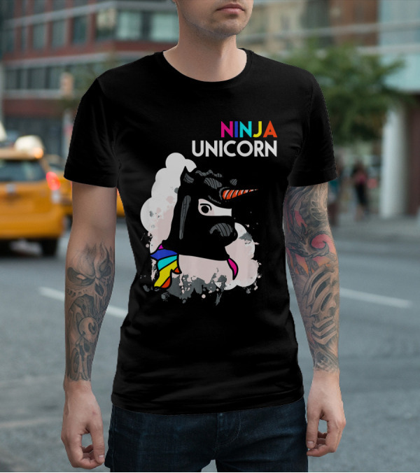Ninja Unicorn Funny Cool Martial Arts Rainbow Scarf T-Shirt