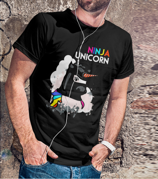 Ninja Unicorn Funny Cool Martial Arts Rainbow Scarf T-Shirt