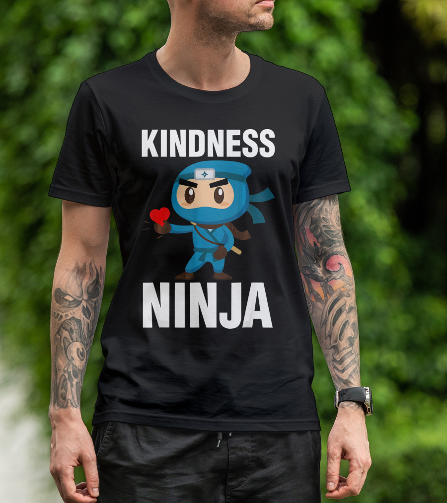 Kindness Ninja Anti Bullying Kids School Hero With Heart T-Shirt