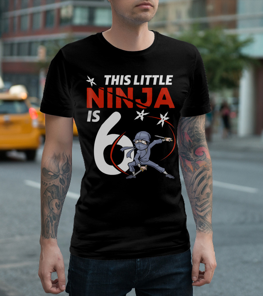 This Little Ninja Is 6 Years Old with Shuriken Warrior and Mask T-Shirt