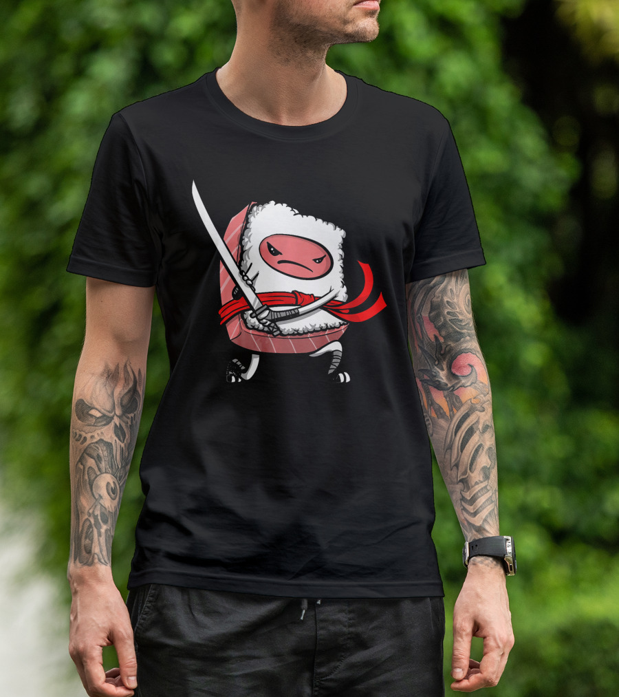 Sushi Samurai Ninja Funny Martial Arts Warrior With Sword T-Shirt