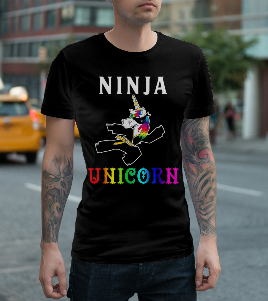 Ninja Unicorn Rainbow Anim T-Shirt