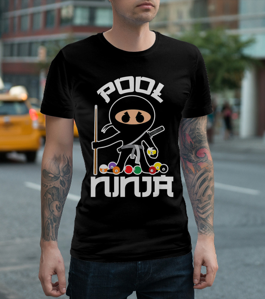 Pool Ninja Billiards With Cute Pocket Balls T-Shirt