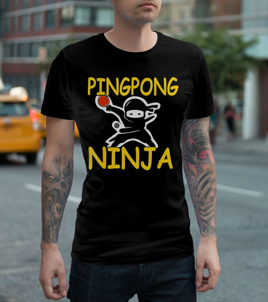 PINGPONG NINJA Action Pose with Table Tennis Paddle T-Shirt