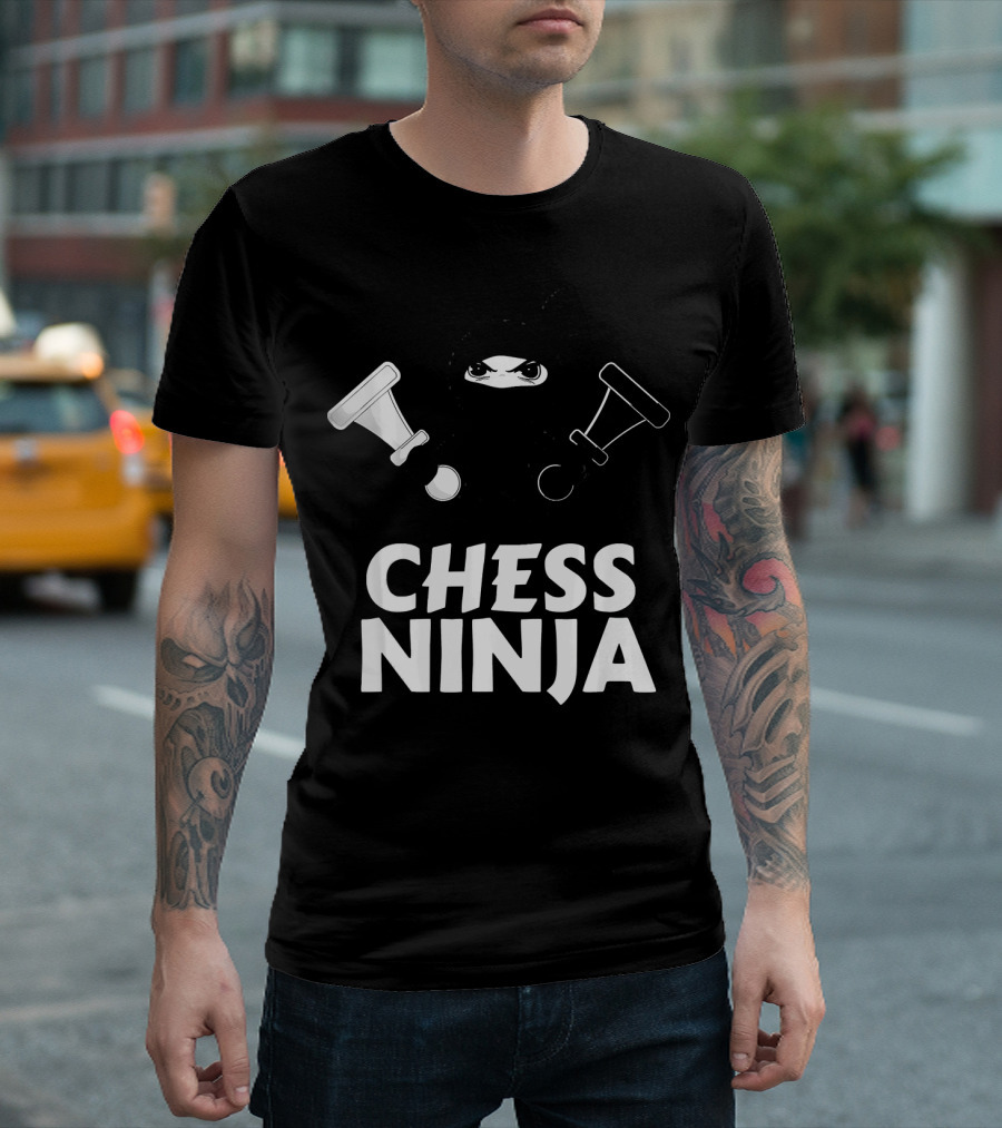 Chess Ninja Fun Warrior with Chess Pieces T-Shirt