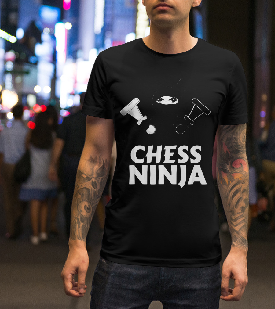 Chess Ninja Fun Warrior With Chess Pieces T-Shirt
