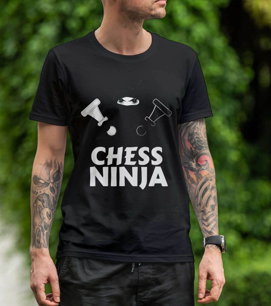 Chess Ninja Fun Warrior With Chess Pieces T-Shirt
