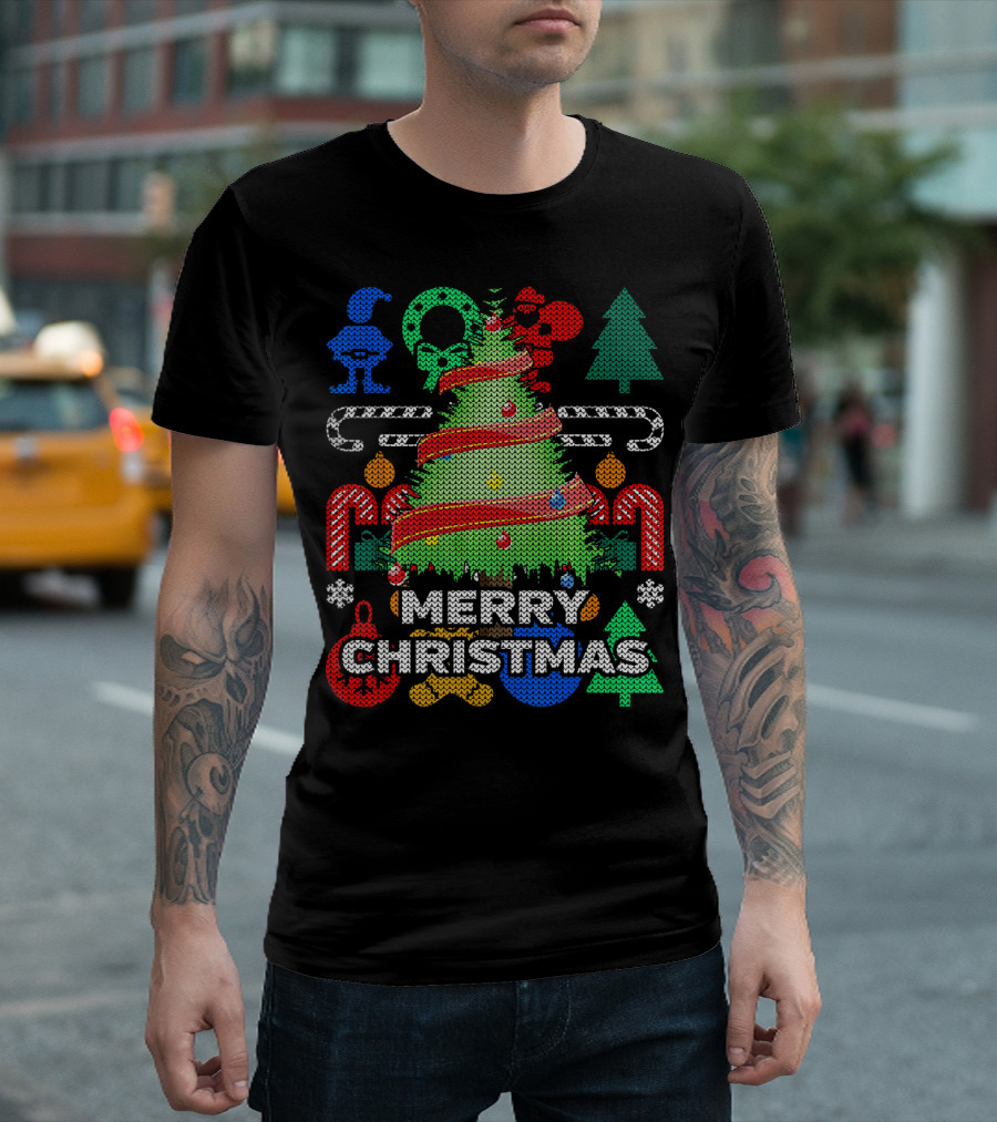 Merry Christmas Tree Ugly Xmas Tacky Sweater Candy Cane Ornaments T-Shirt
