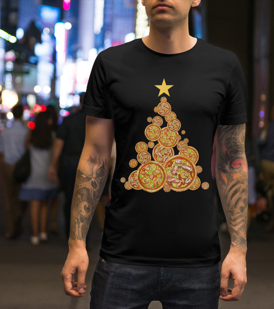 Pizza Christmas Tree Festive Pizza Lover Holiday T-Shirt