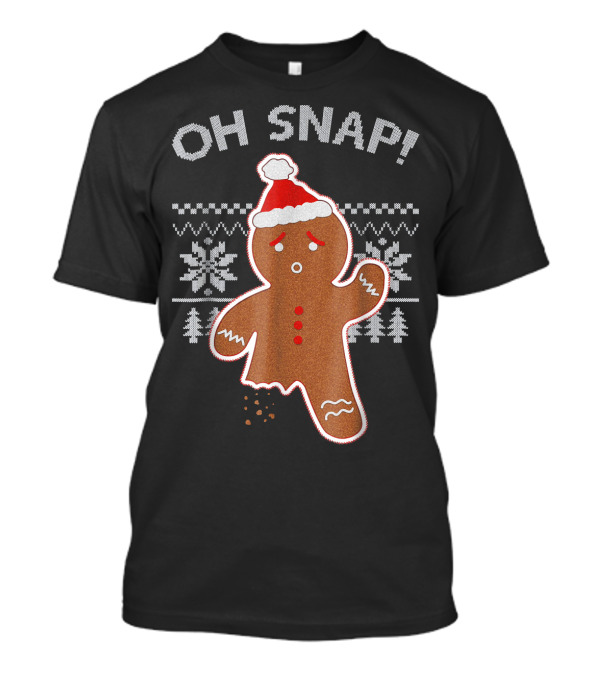 Oh Snap Broken Gingerbread Christmas Knit T-Shirt