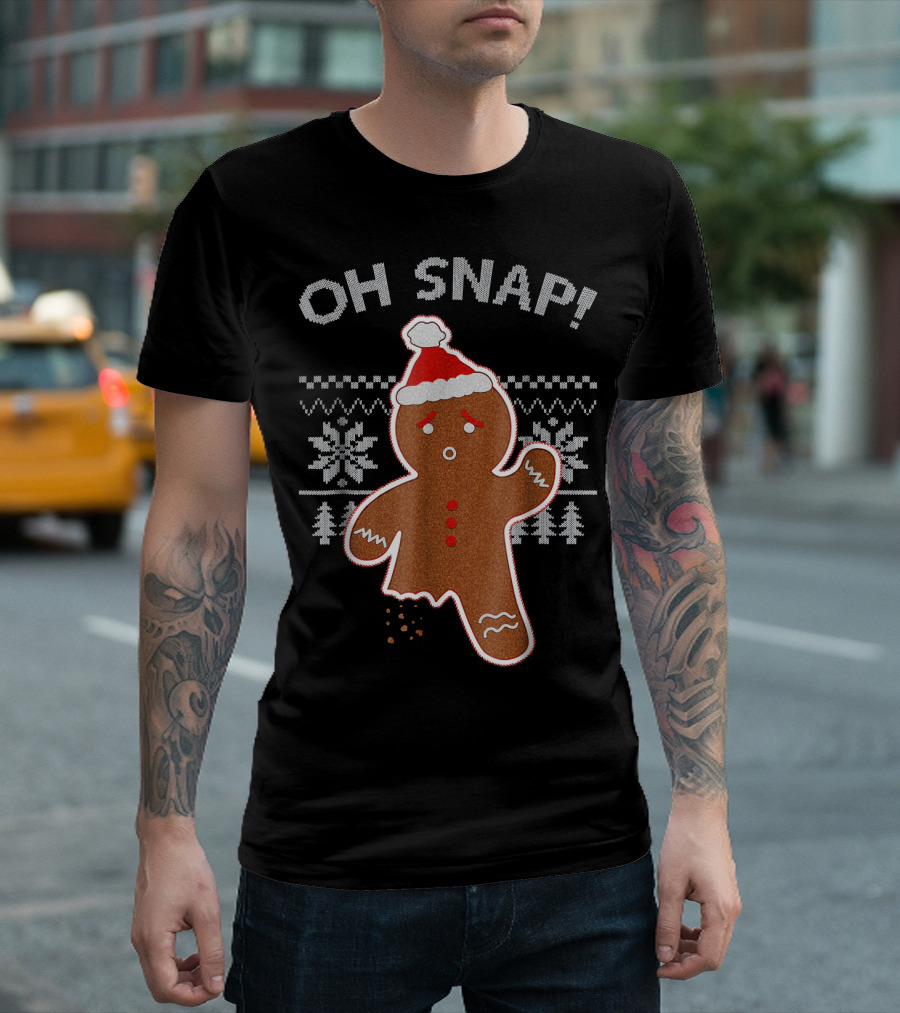 Oh Snap Broken Gingerbread Christmas Knit T-Shirt