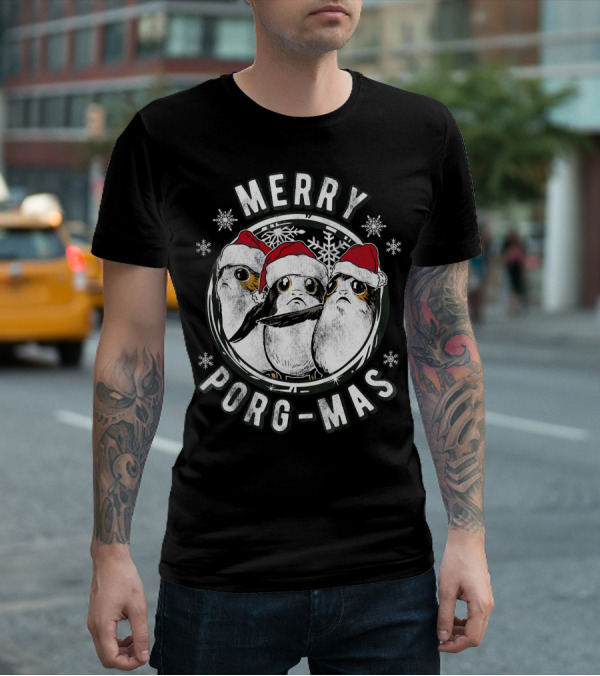 Star Wars Merry Porg Mas Christmas Holiday T-Shirt