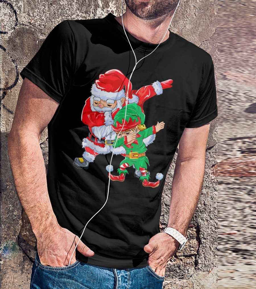 Santa And Elf Performing Dab Dance Moves T-Shirt