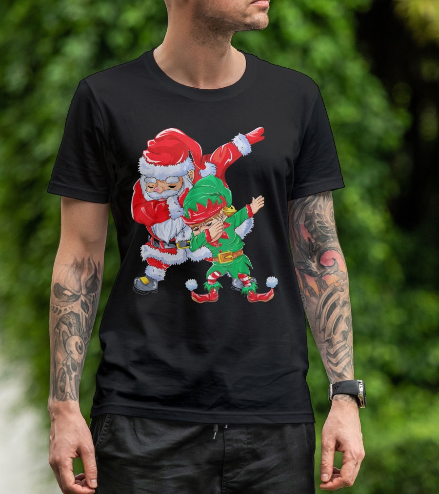 Santa And Elf Performing Dab Dance Moves T-Shirt