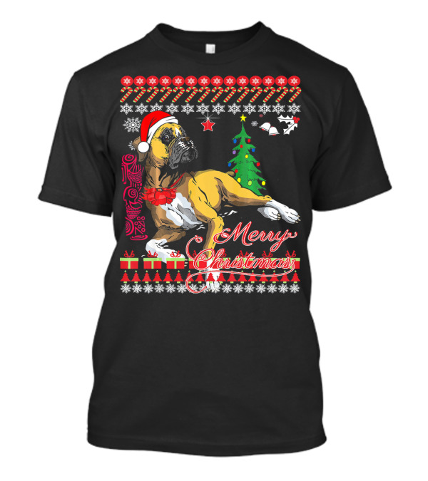 Merry Christmas Boxer Dogs Ugly Sweater Holiday T-Shirt