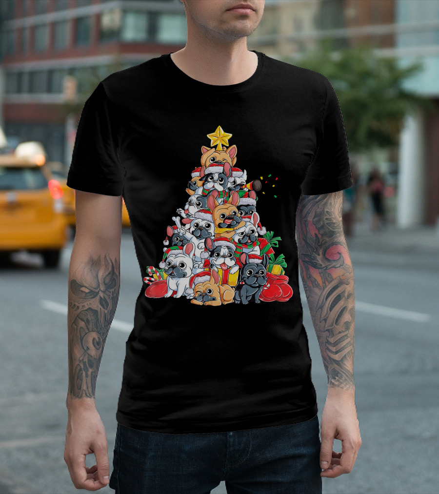 French Bulldog Xmas Tree Holiday T-Shirt