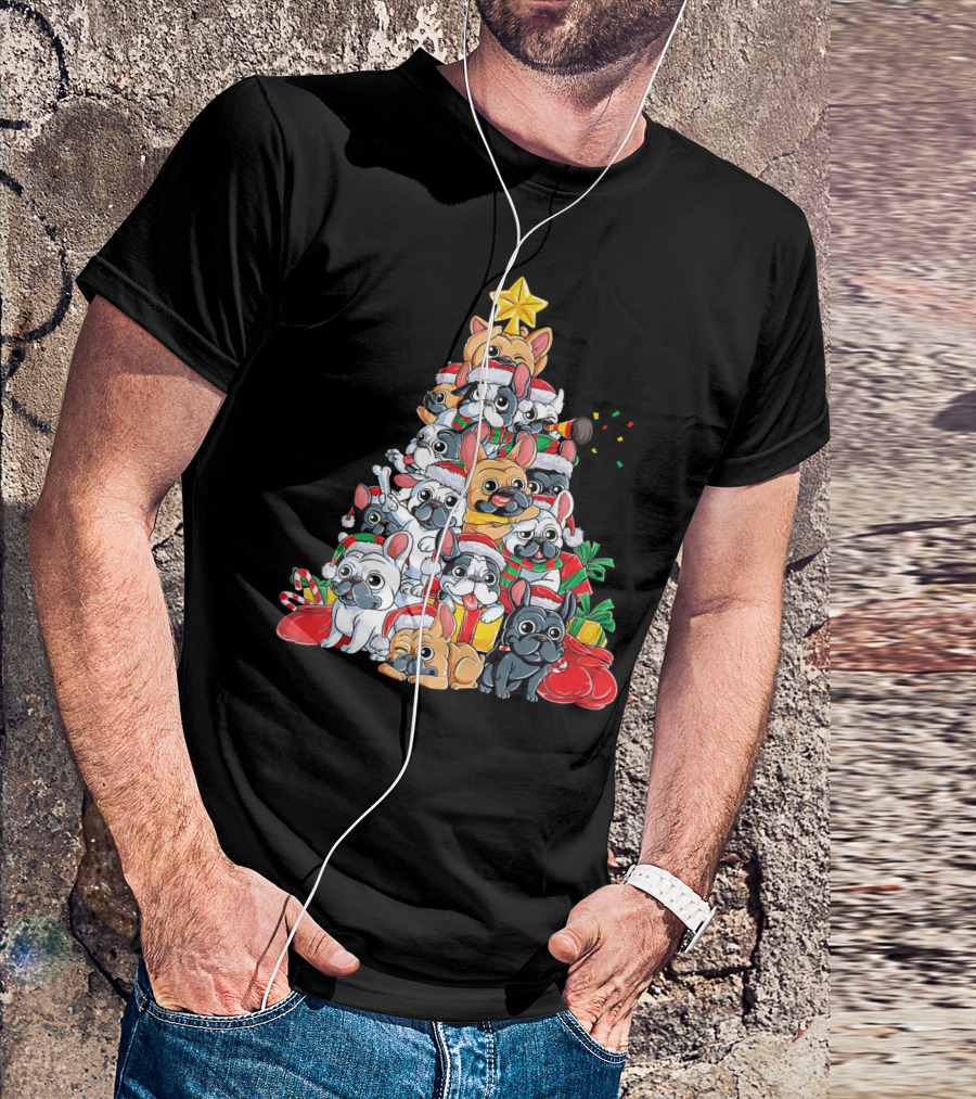 French Bulldog Xmas Tree Holiday T-Shirt