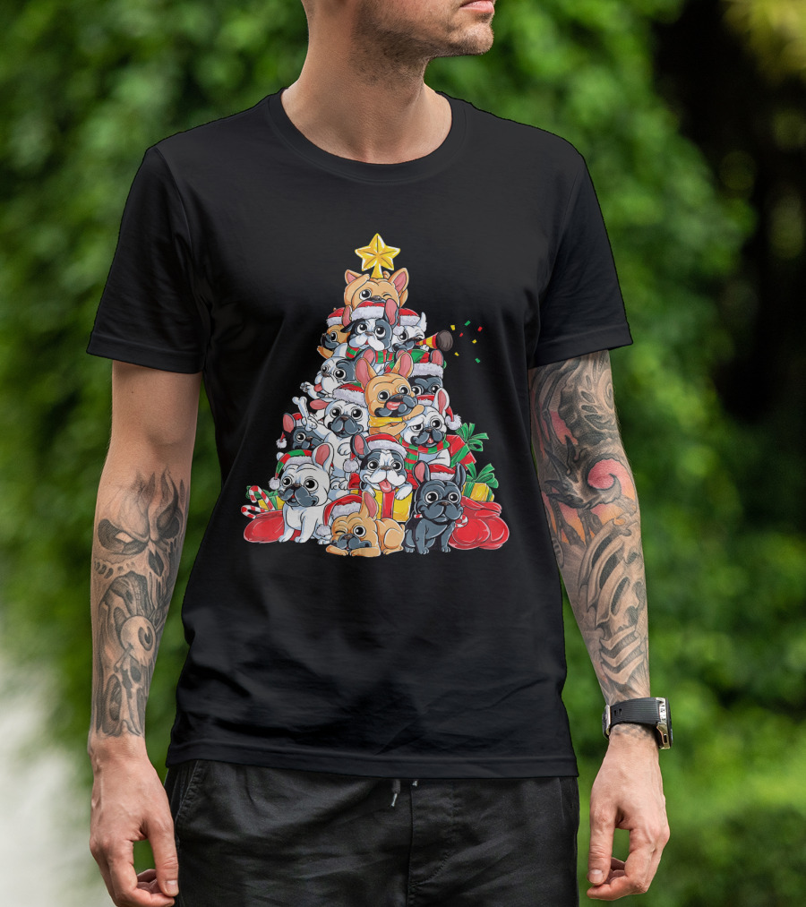 French Bulldog Xmas Tree Holiday T-Shirt