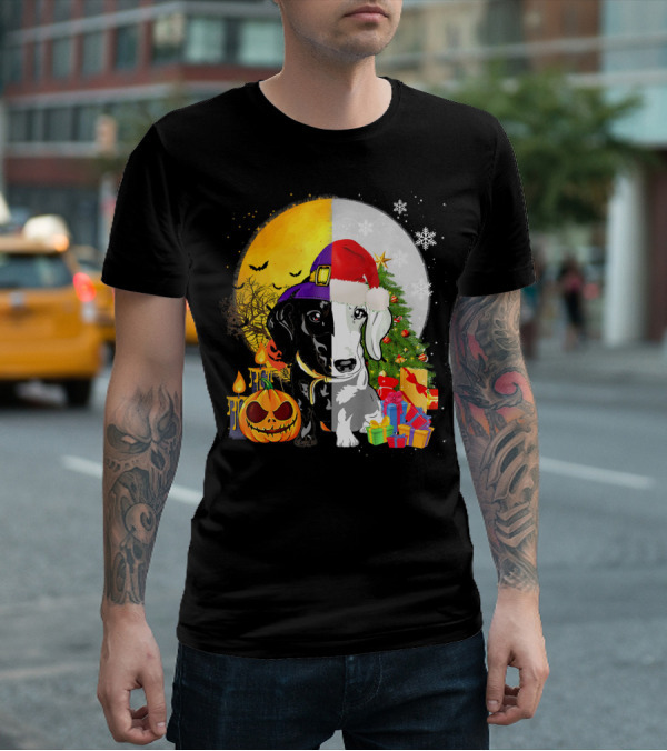 Dachshund Happy Halloween Merry Christmas Dual Holiday T-Shirt