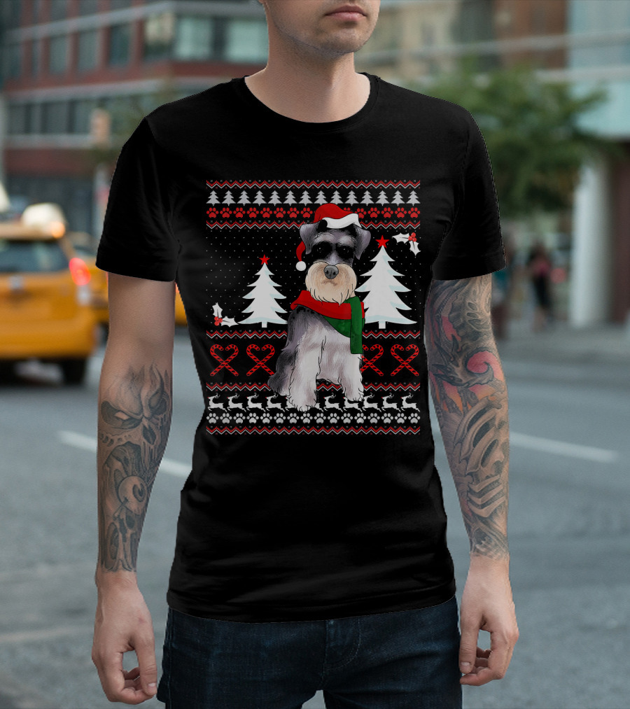 Miniature Schnauzer Christmas Holiday T-Shirt