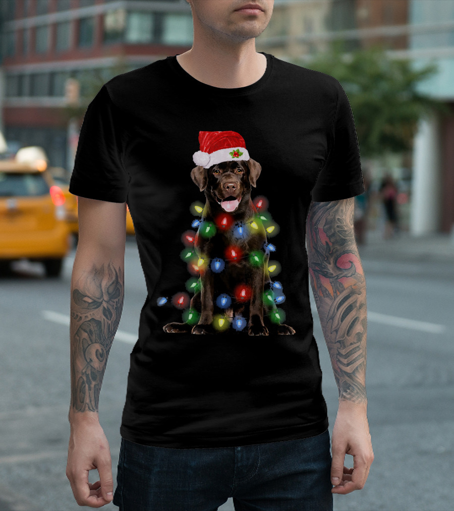 Christmas Lights Labrador Retriever with Santa Hat T-Shirt
