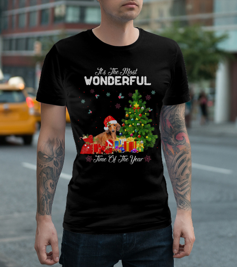 It's The Most Wonderful Time Of Year Dachshund Christmas Tree Presents T-Shirt