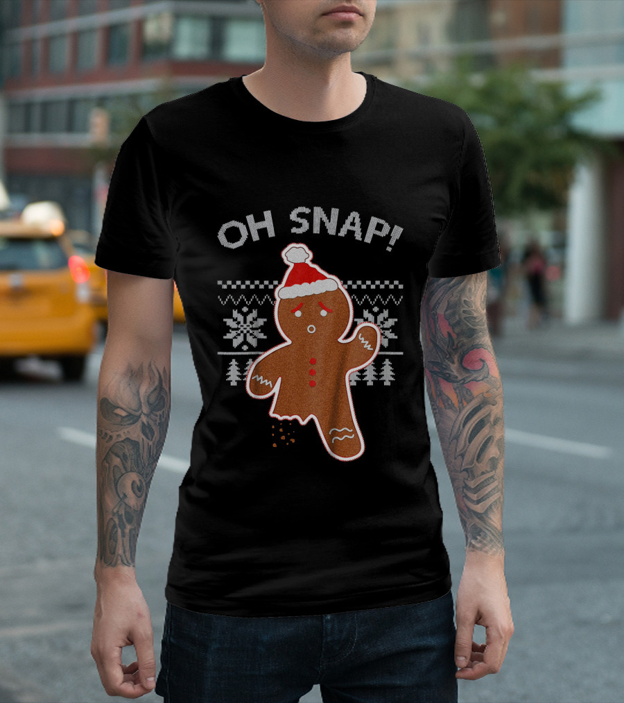 OH SNAP Gingerbread Christmas Sweater Santa Hat T-Shirt