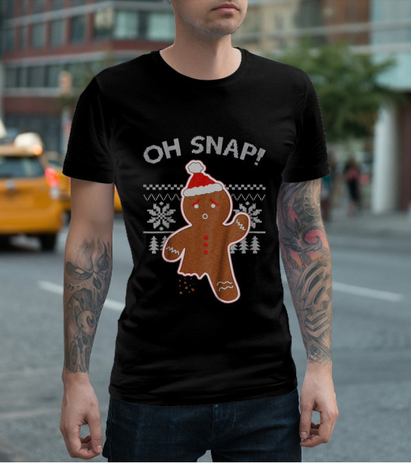 OH SNAP Gingerbread Christmas Sweater Santa Hat T-Shirt